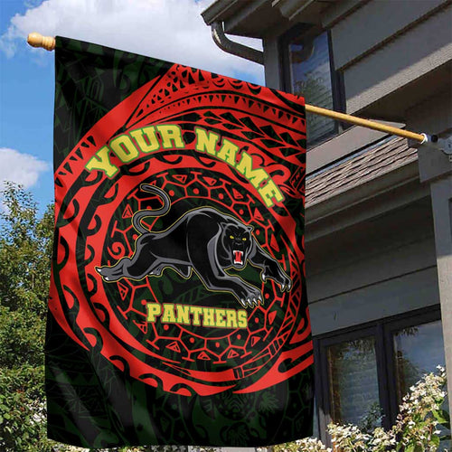 Personalized Penrith Panthers Garden Flag Polynesian Tribal Chest and Sleeve Tattoo