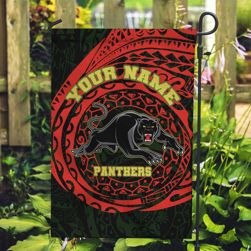 Personalized Penrith Panthers Garden Flag Polynesian Tribal Chest and Sleeve Tattoo
