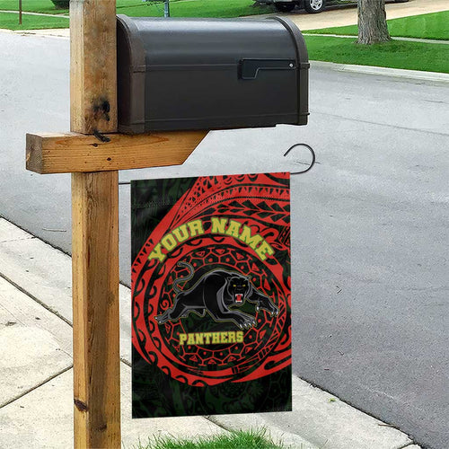 Personalized Penrith Panthers Garden Flag Polynesian Tribal Chest and Sleeve Tattoo