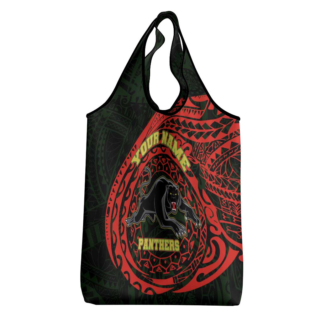 Personalized Penrith Panthers Grocery Bag Polynesian Tribal Chest and Sleeve Tattoo