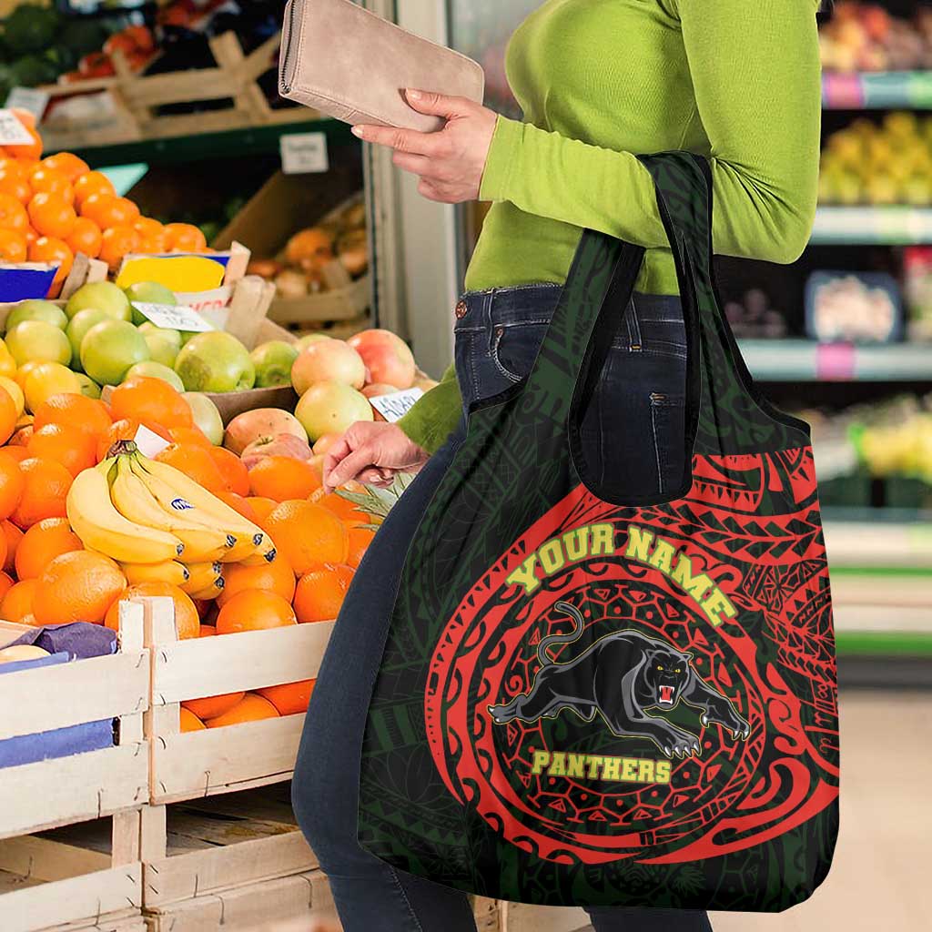 Personalized Penrith Panthers Grocery Bag Polynesian Tribal Chest and Sleeve Tattoo