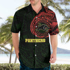 Personalized Penrith Panthers Hawaiian Shirt Polynesian Tribal Chest and Sleeve Tattoo