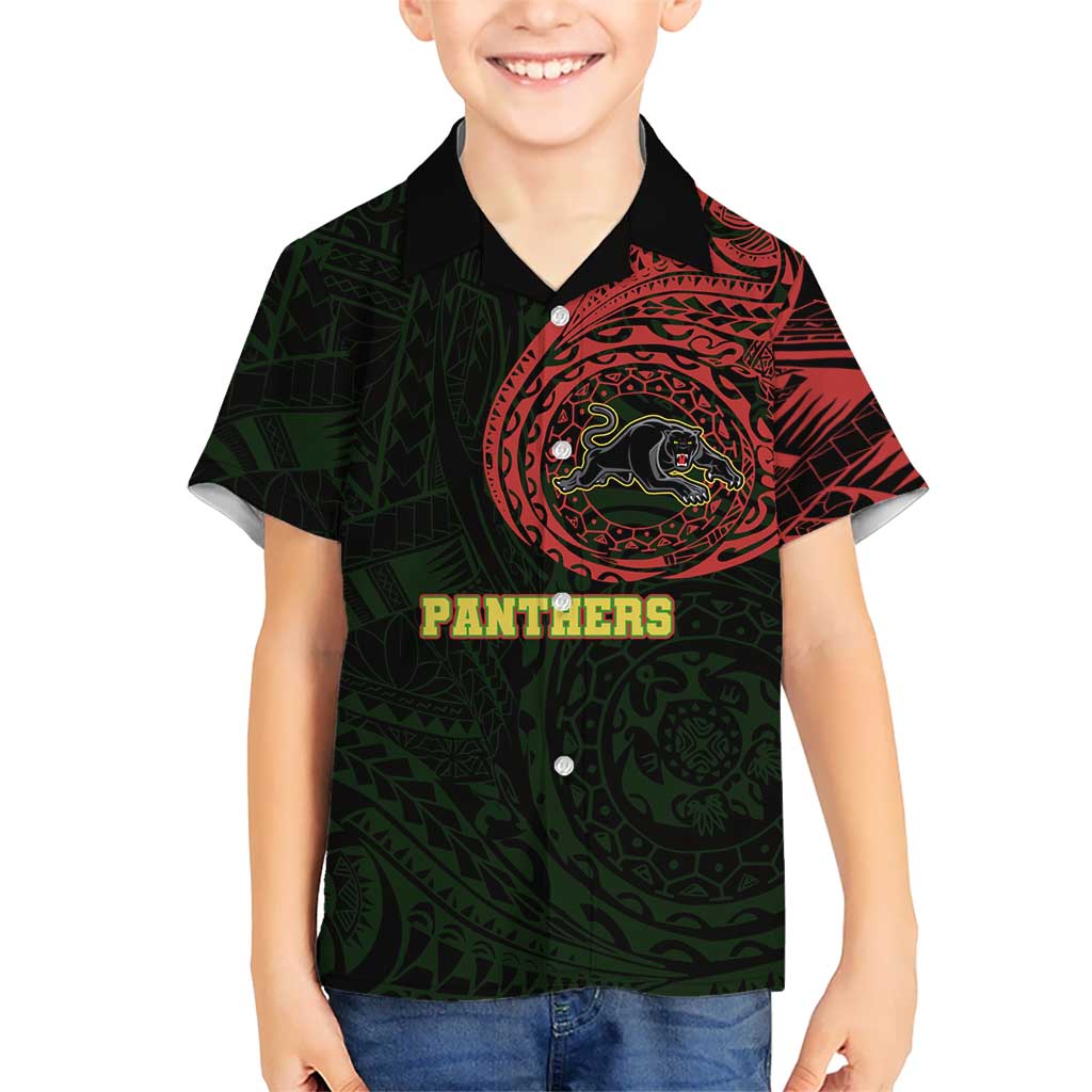 Personalized Penrith Panthers Hawaiian Shirt Polynesian Tribal Chest and Sleeve Tattoo