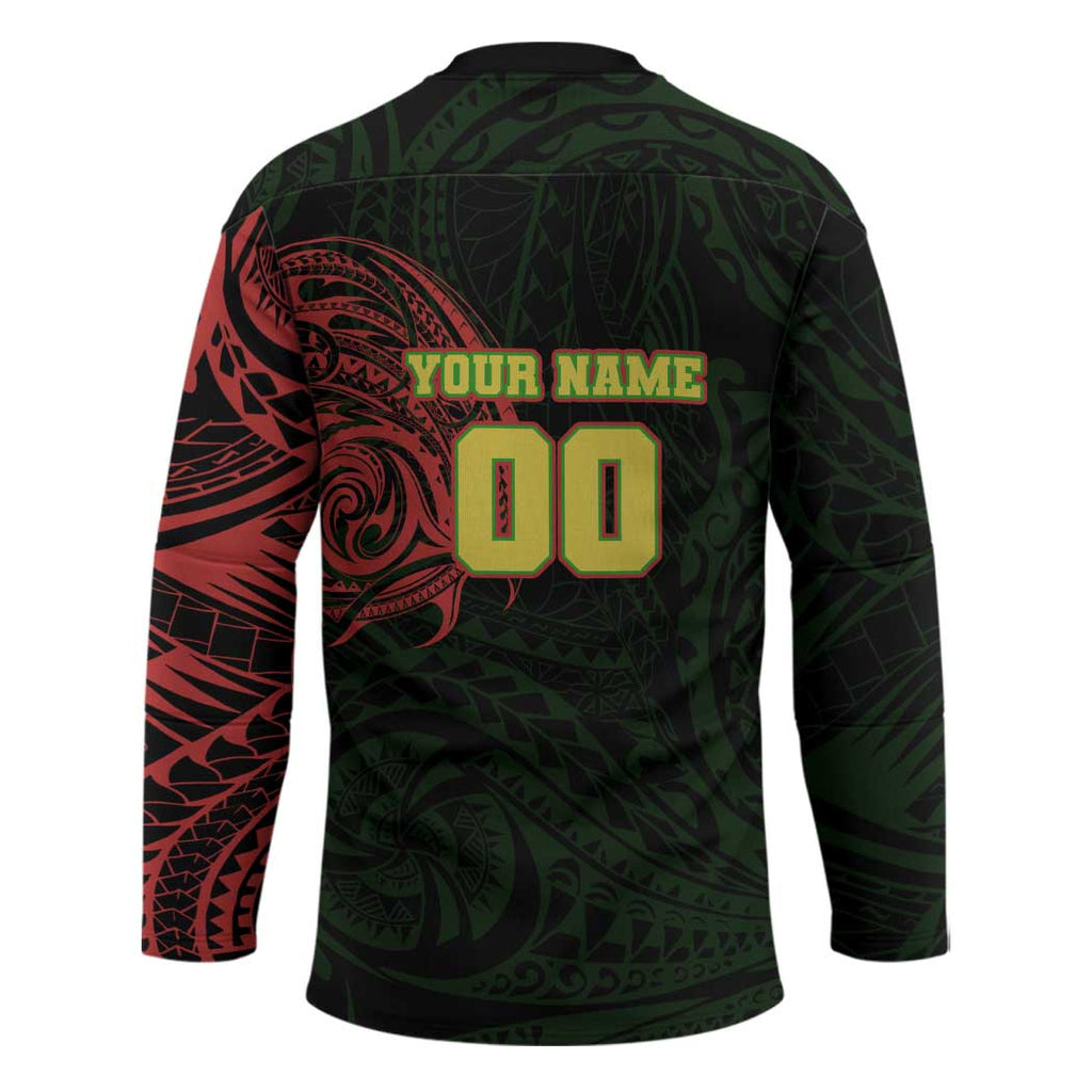 Personalized Penrith Panthers Hockey Jersey Polynesian Tribal Chest and Sleeve Tattoo