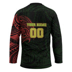 Personalized Penrith Panthers Hockey Jersey Polynesian Tribal Chest and Sleeve Tattoo