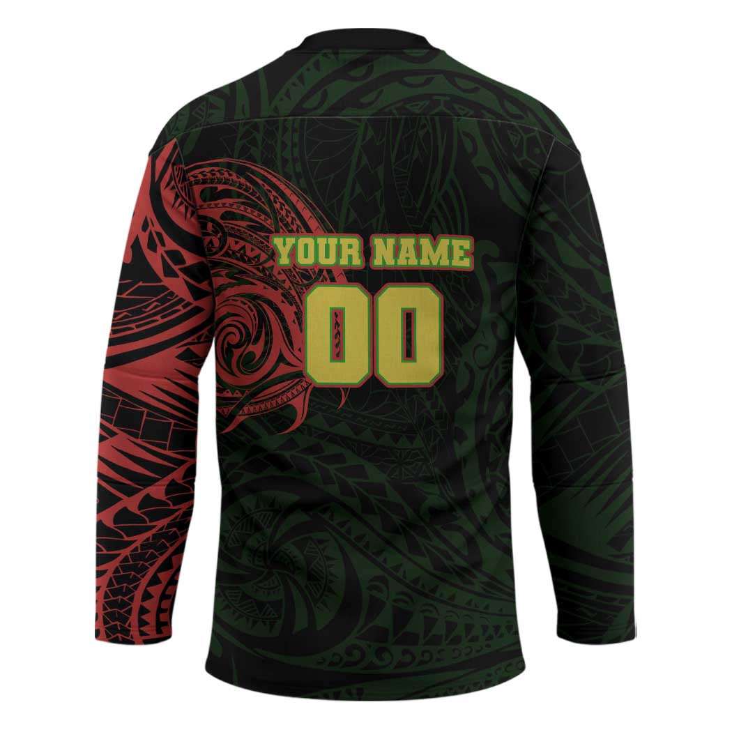 Personalized Penrith Panthers Hockey Jersey Polynesian Tribal Chest and Sleeve Tattoo