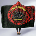 Personalized Penrith Panthers Hooded Blanket Polynesian Tribal Chest and Sleeve Tattoo