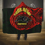 Personalized Penrith Panthers Hooded Blanket Polynesian Tribal Chest and Sleeve Tattoo