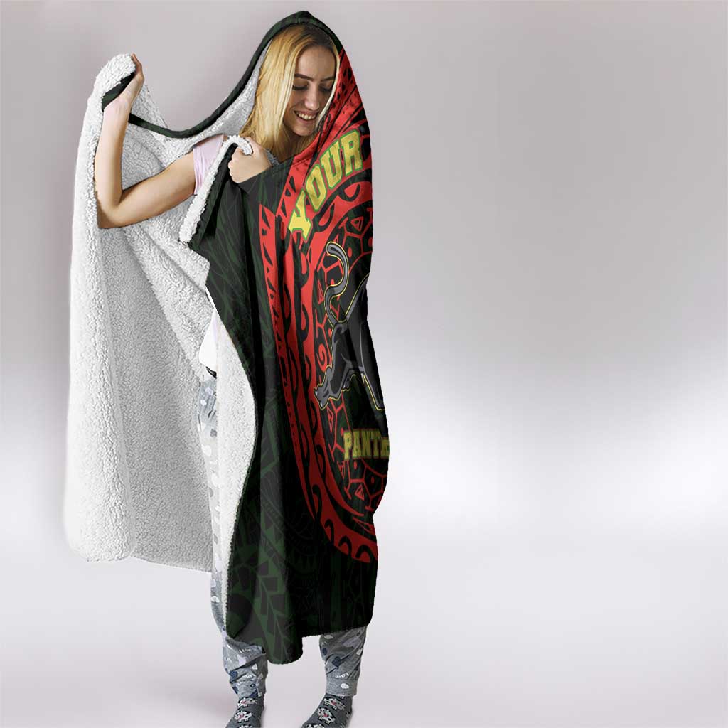 Personalized Penrith Panthers Hooded Blanket Polynesian Tribal Chest and Sleeve Tattoo