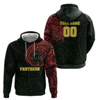 Personalized Penrith Panthers Hoodie Polynesian Tribal Chest and Sleeve Tattoo