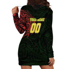 Personalized Penrith Panthers Hoodie Dress Polynesian Tribal Chest and Sleeve Tattoo