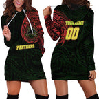 Personalized Penrith Panthers Hoodie Dress Polynesian Tribal Chest and Sleeve Tattoo