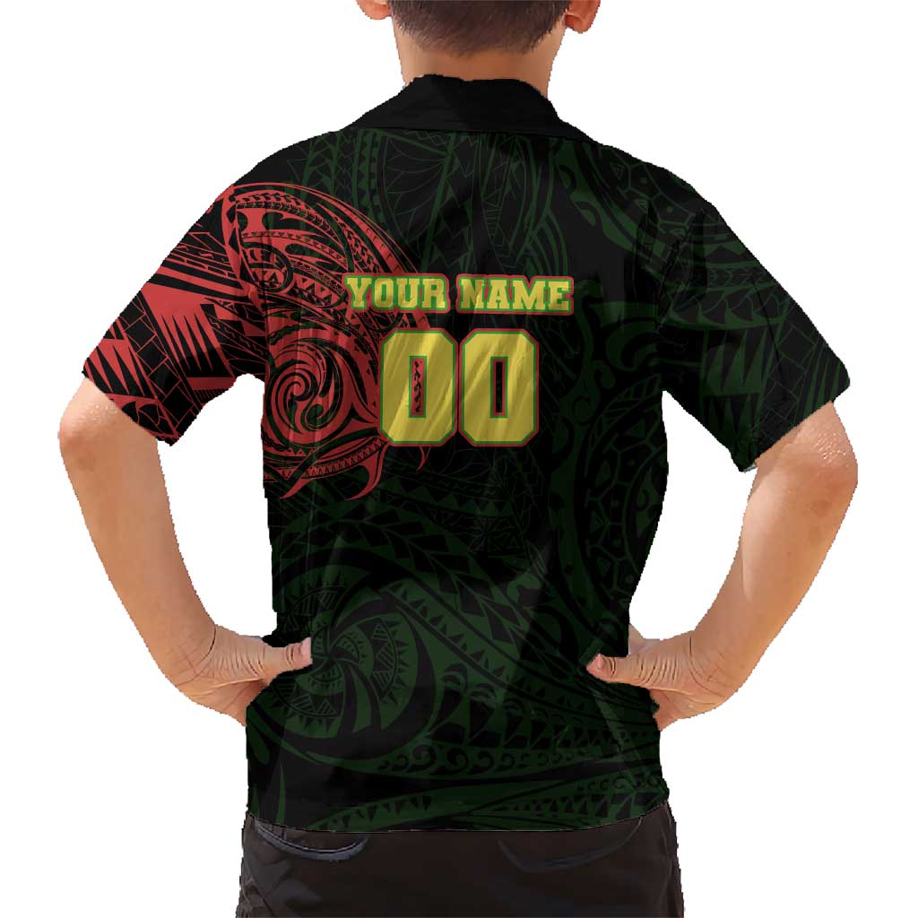 Personalized Penrith Panthers Kid Hawaiian Shirt Polynesian Tribal Chest and Sleeve Tattoo