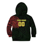 Personalized Penrith Panthers Kid Hoodie Polynesian Tribal Chest and Sleeve Tattoo