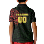 Personalized Penrith Panthers Kid Polo Shirt Polynesian Tribal Chest and Sleeve Tattoo