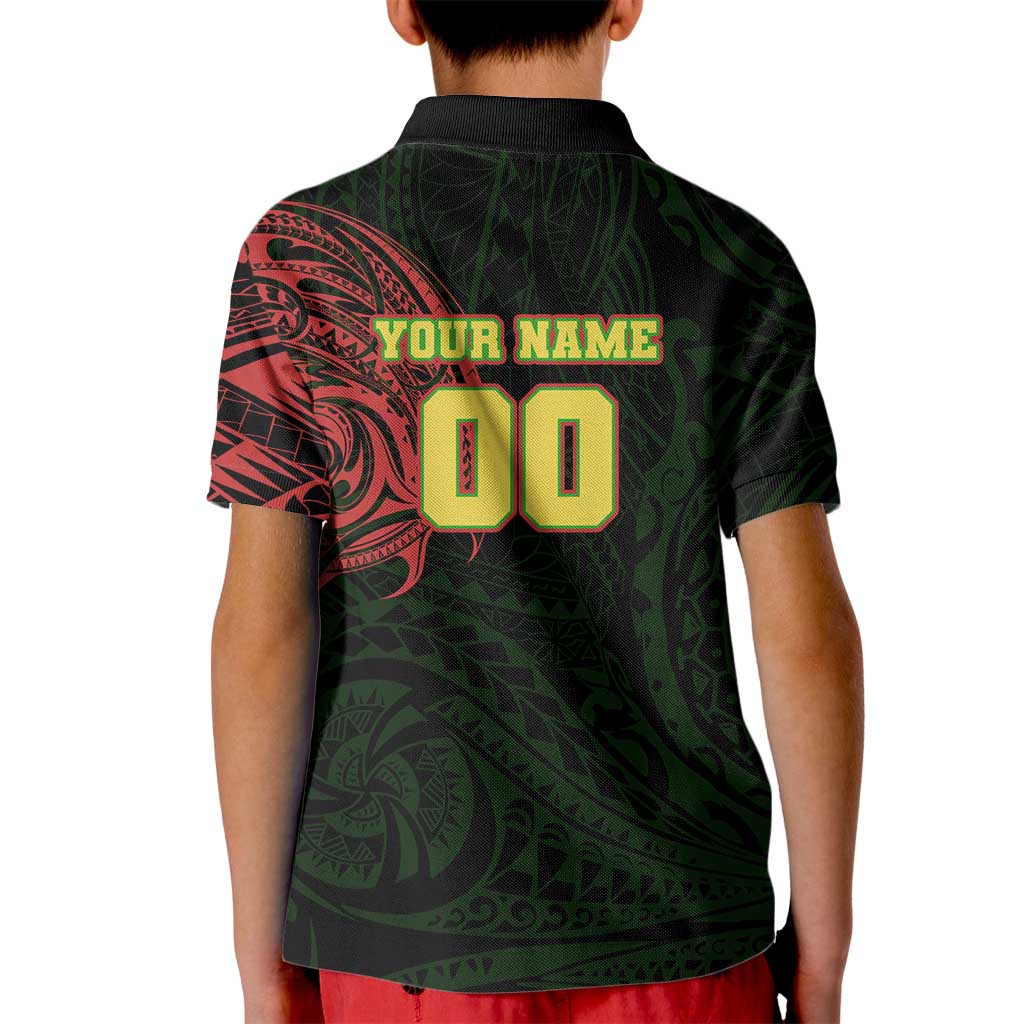 Personalized Penrith Panthers Kid Polo Shirt Polynesian Tribal Chest and Sleeve Tattoo