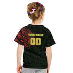 Personalized Penrith Panthers Kid T Shirt Polynesian Tribal Chest and Sleeve Tattoo