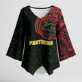 Personalized Penrith Panthers Kimono Sleeve Blouse Polynesian Tribal Chest and Sleeve Tattoo