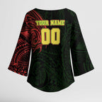 Personalized Penrith Panthers Kimono Sleeve Blouse Polynesian Tribal Chest and Sleeve Tattoo