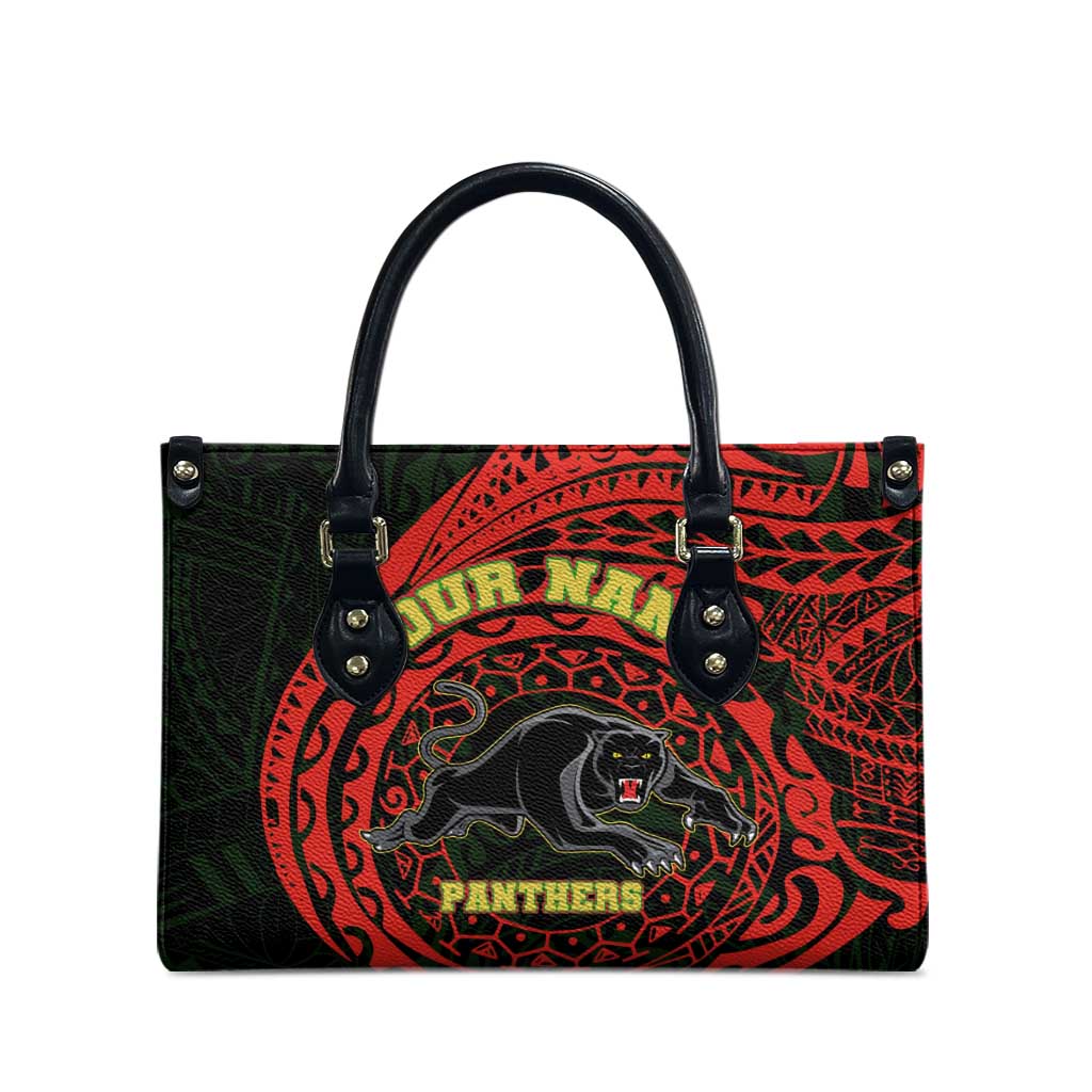 Personalized Penrith Panthers Leather Bag Polynesian Tribal Chest and Sleeve Tattoo