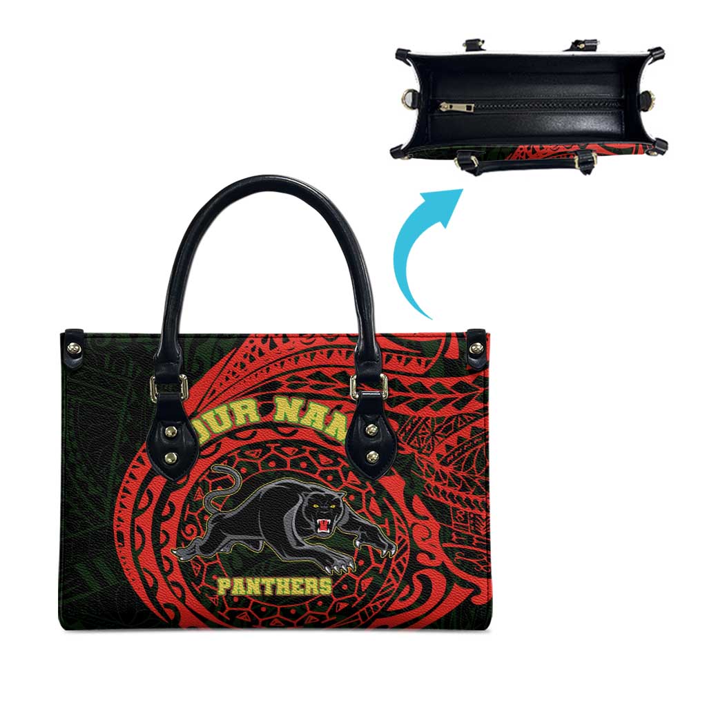 Personalized Penrith Panthers Leather Bag Polynesian Tribal Chest and Sleeve Tattoo