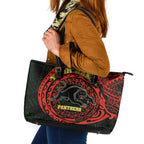 Personalized Penrith Panthers Leather Tote Bag Polynesian Tribal Chest and Sleeve Tattoo