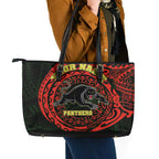 Personalized Penrith Panthers Leather Tote Bag Polynesian Tribal Chest and Sleeve Tattoo