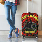 Personalized Penrith Panthers Luggage Cover Polynesian Tribal Chest and Sleeve Tattoo