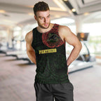 Personalized Penrith Panthers Men Tank Top Polynesian Tribal Chest and Sleeve Tattoo