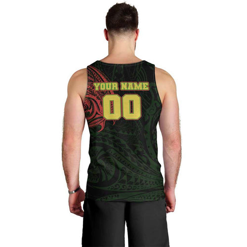 Personalized Penrith Panthers Men Tank Top Polynesian Tribal Chest and Sleeve Tattoo