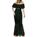 Personalized Penrith Panthers Mermaid Dress Polynesian Tribal Chest and Sleeve Tattoo