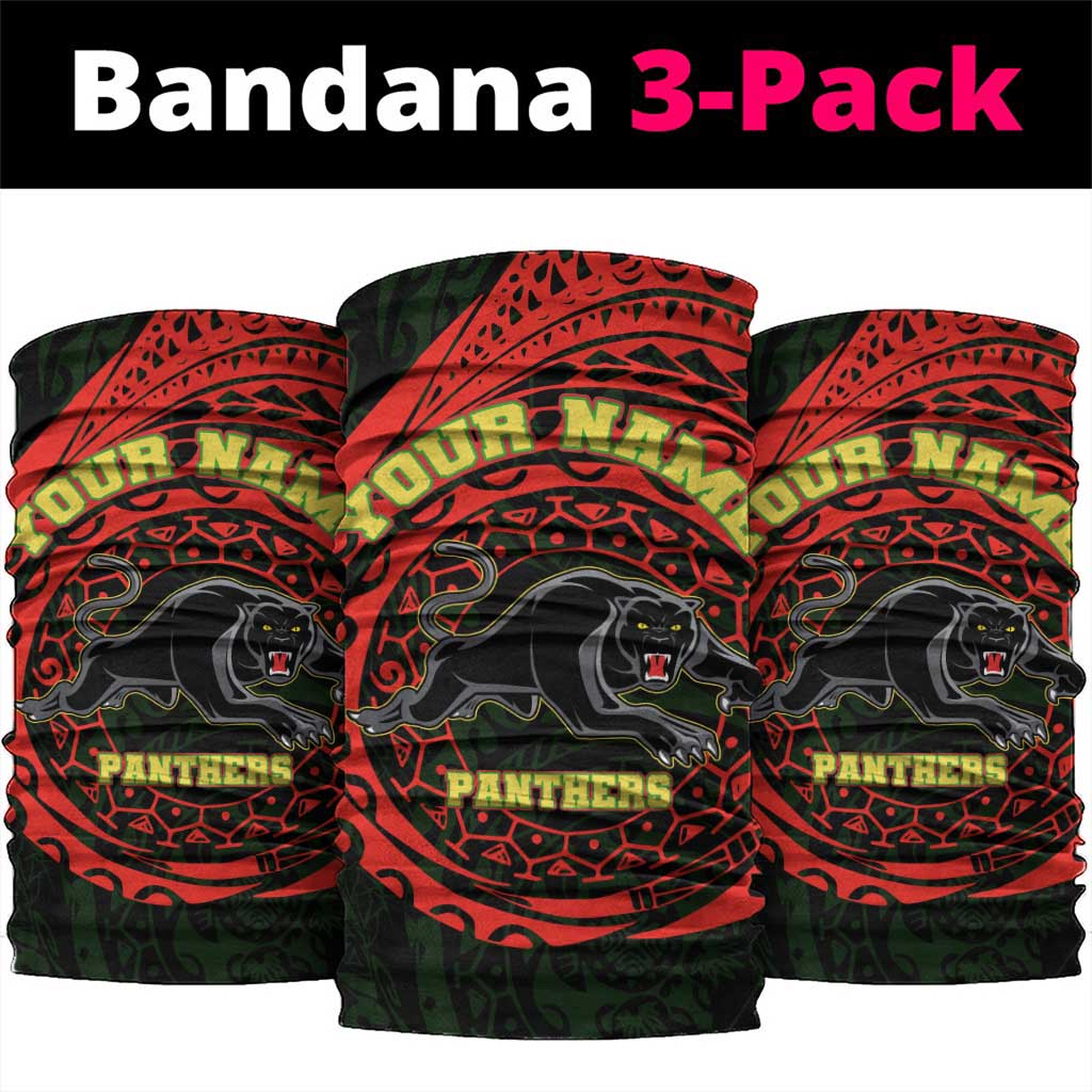 Personalized Penrith Panthers Neck Gaiter Polynesian Tribal Chest and Sleeve Tattoo