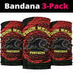 Personalized Penrith Panthers Neck Gaiter Polynesian Tribal Chest and Sleeve Tattoo