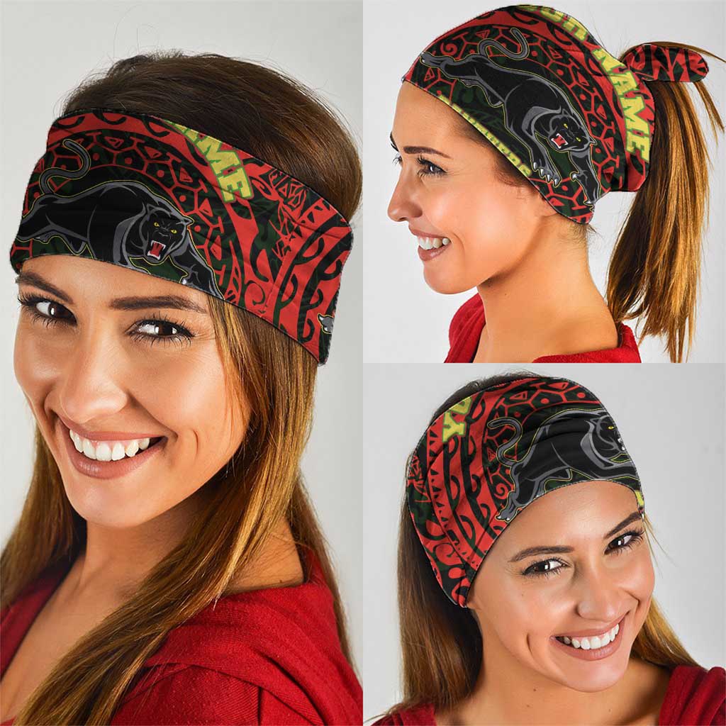 Personalized Penrith Panthers Neck Gaiter Polynesian Tribal Chest and Sleeve Tattoo