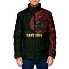 Personalized Penrith Panthers Padded Jacket Polynesian Tribal Chest and Sleeve Tattoo