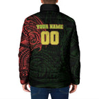 Personalized Penrith Panthers Padded Jacket Polynesian Tribal Chest and Sleeve Tattoo