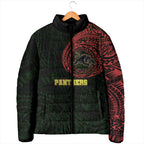 Personalized Penrith Panthers Padded Jacket Polynesian Tribal Chest and Sleeve Tattoo
