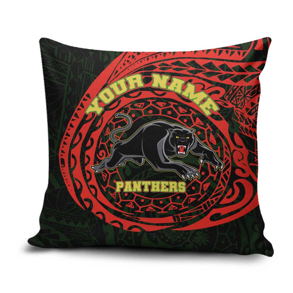 Personalized Penrith Panthers Pillow Cover Polynesian Tribal Chest and Sleeve Tattoo
