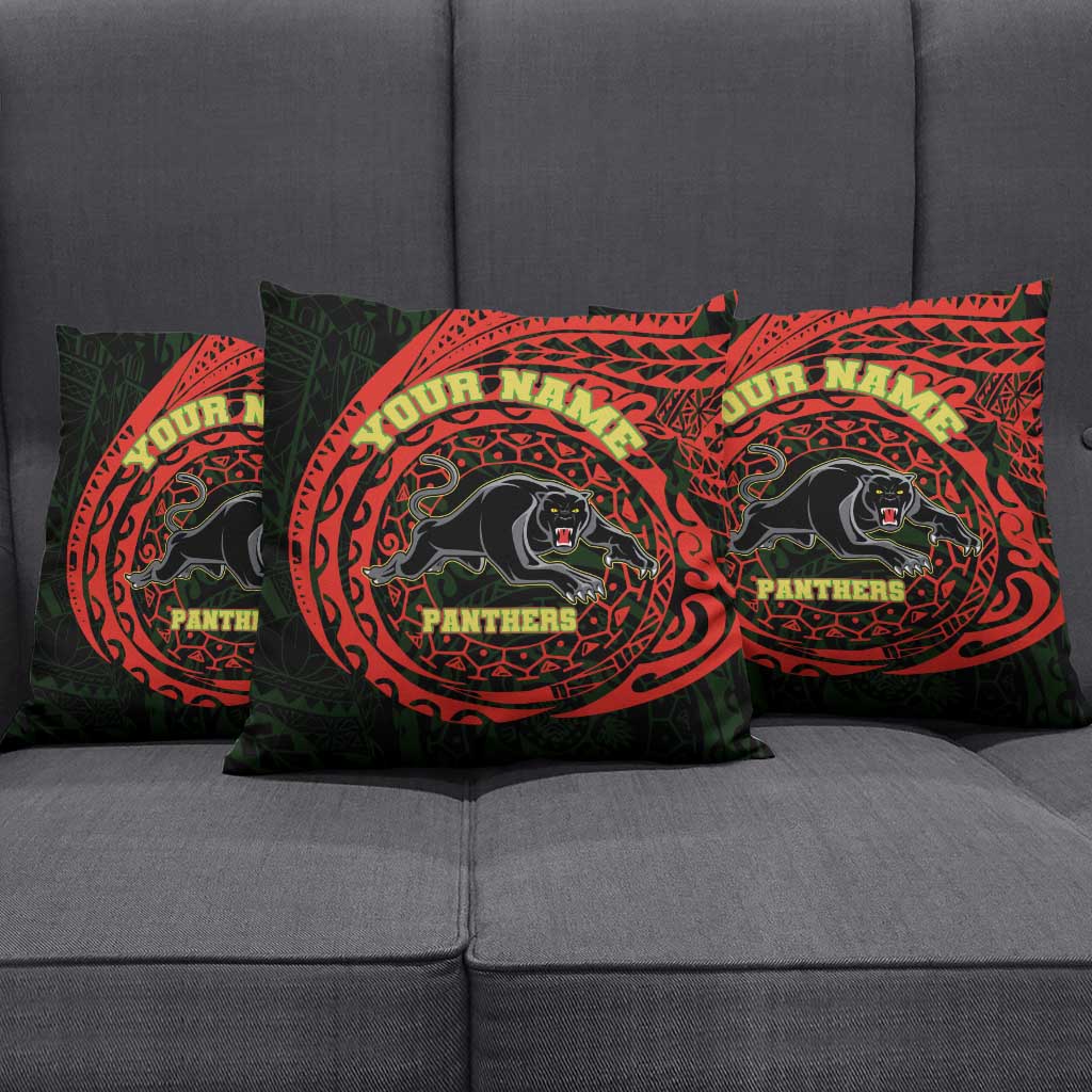 Personalized Penrith Panthers Pillow Cover Polynesian Tribal Chest and Sleeve Tattoo