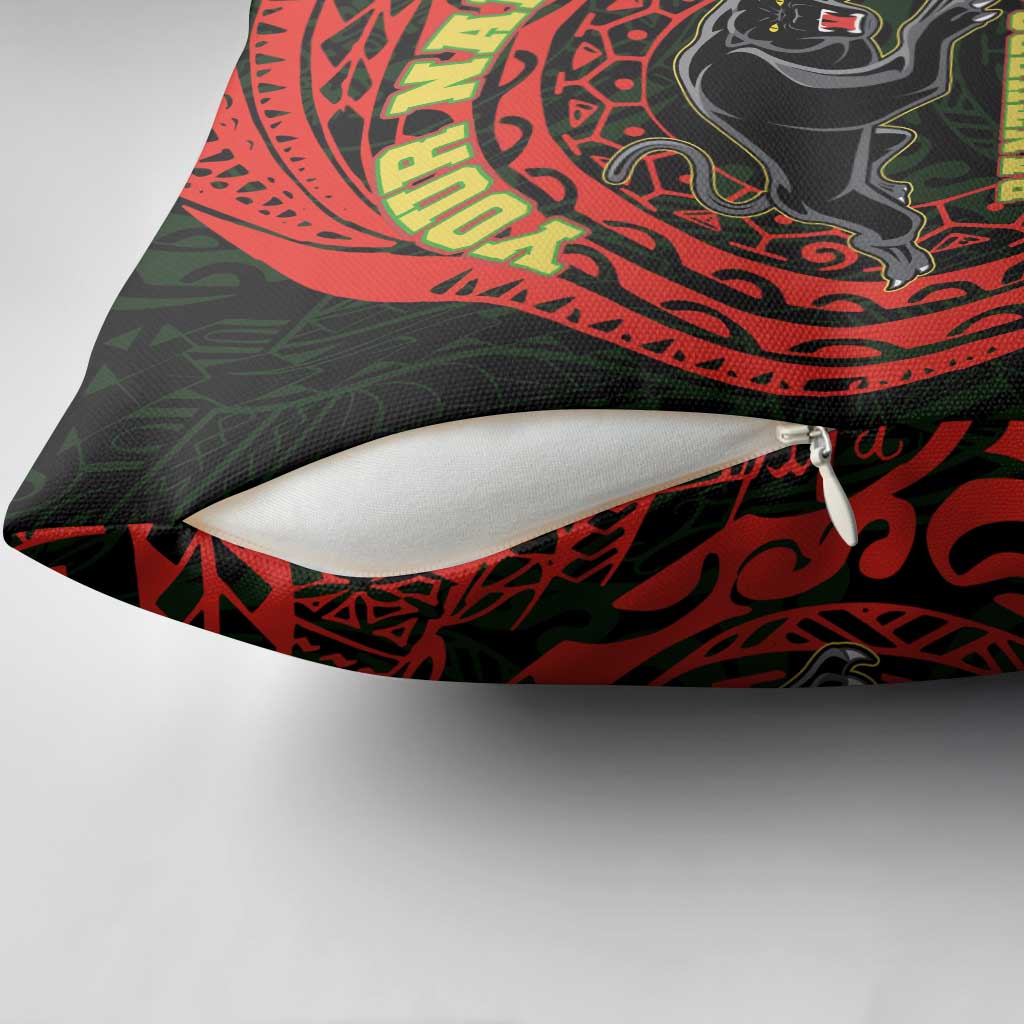 Personalized Penrith Panthers Pillow Cover Polynesian Tribal Chest and Sleeve Tattoo