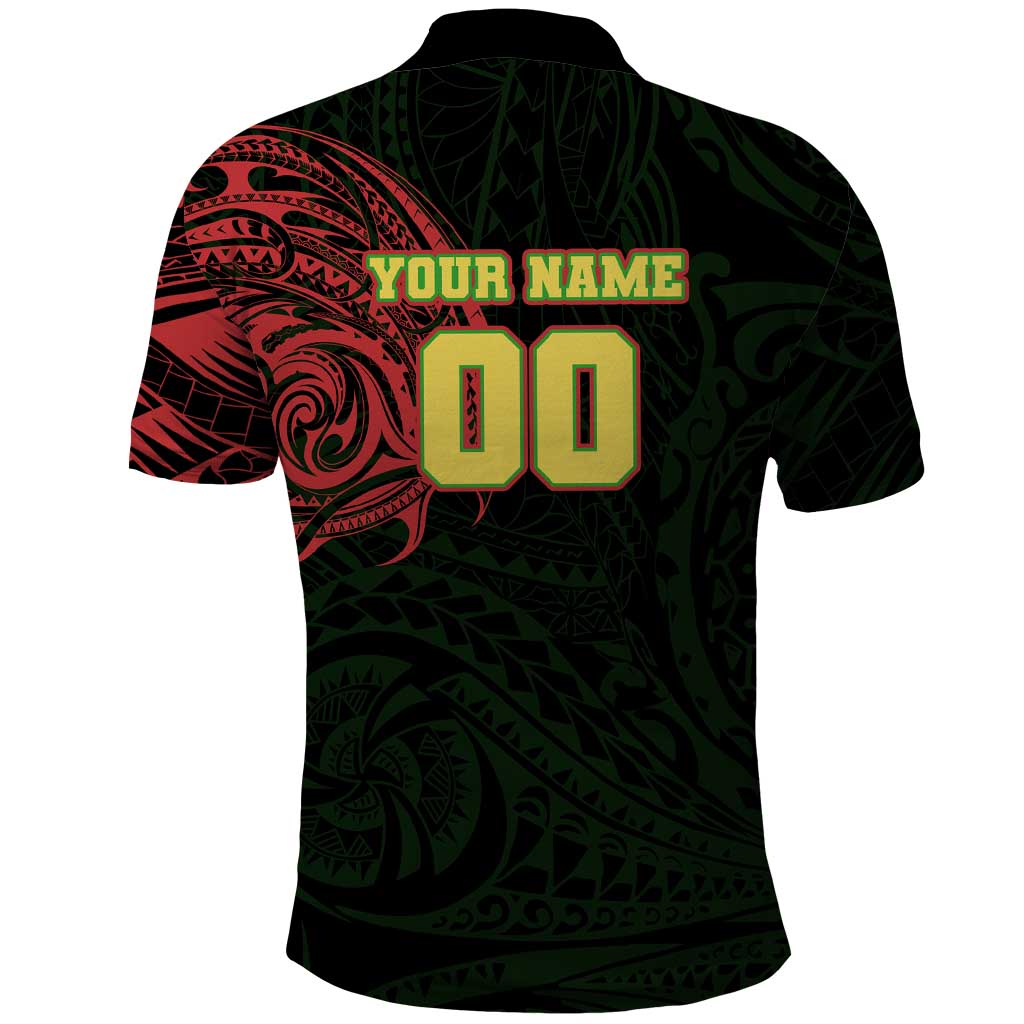Personalized Penrith Panthers Polo Shirt Polynesian Tribal Chest and Sleeve Tattoo