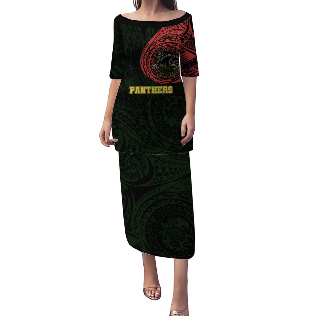 Personalized Penrith Panthers Puletasi Polynesian Tribal Chest and Sleeve Tattoo