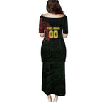 Personalized Penrith Panthers Puletasi Polynesian Tribal Chest and Sleeve Tattoo