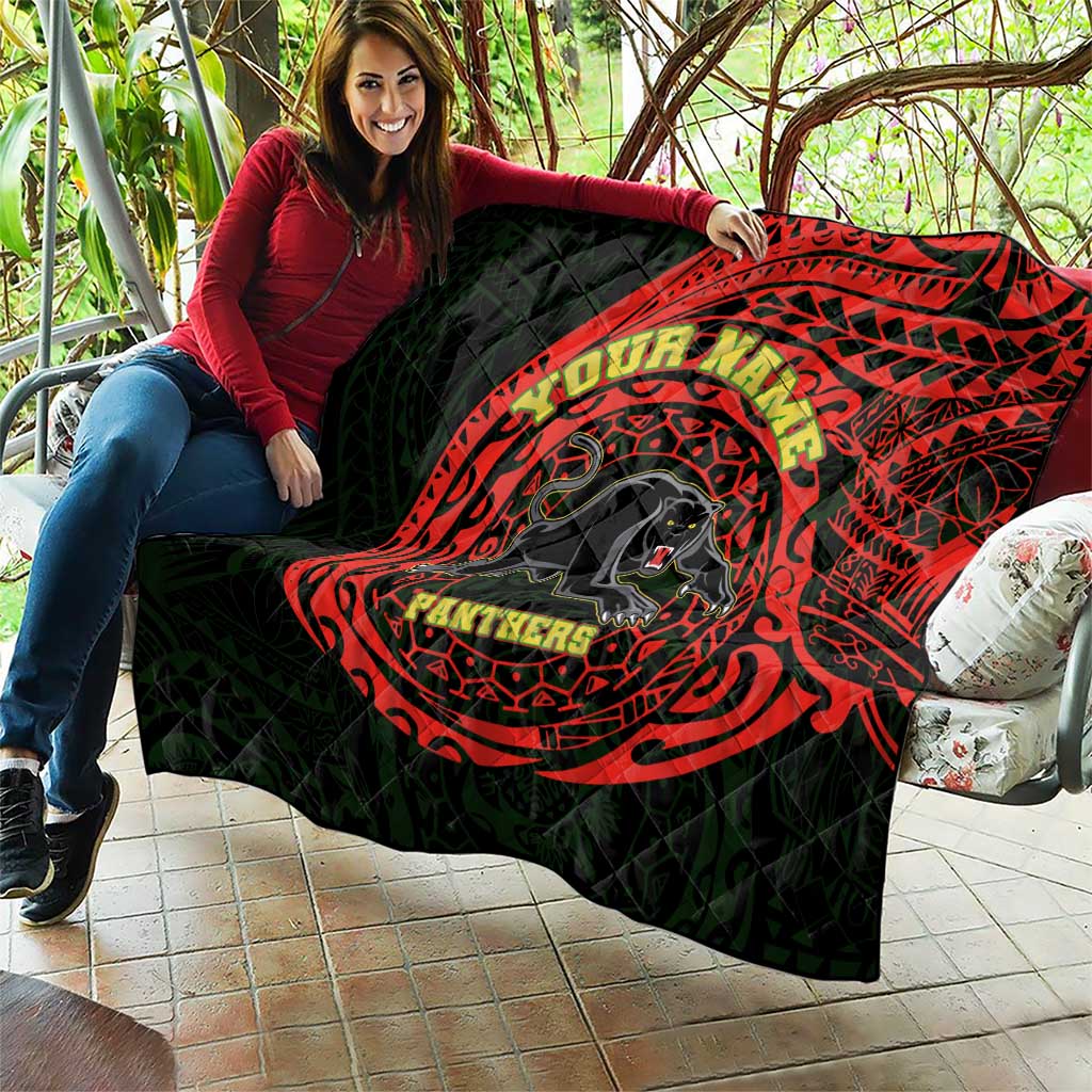 Personalized Penrith Panthers Quilt Polynesian Tribal Chest and Sleeve Tattoo