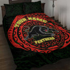 Personalized Penrith Panthers Quilt Bed Set Polynesian Tribal Chest and Sleeve Tattoo