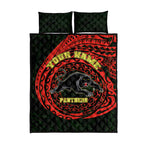 Personalized Penrith Panthers Quilt Bed Set Polynesian Tribal Chest and Sleeve Tattoo
