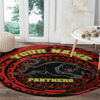 Personalized Penrith Panthers Round Carpet Polynesian Tribal Chest and Sleeve Tattoo