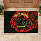Personalized Penrith Panthers Rubber Doormat Polynesian Tribal Chest and Sleeve Tattoo