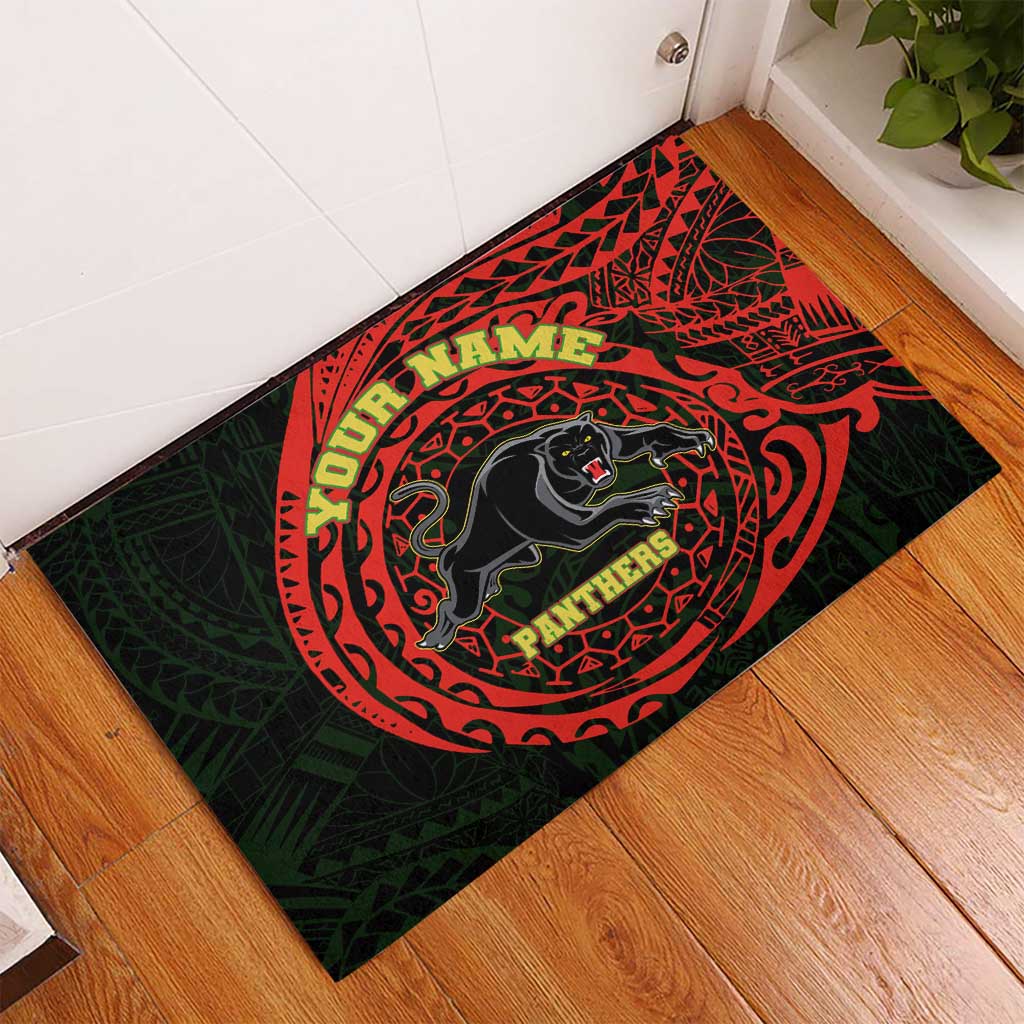 Personalized Penrith Panthers Rubber Doormat Polynesian Tribal Chest and Sleeve Tattoo