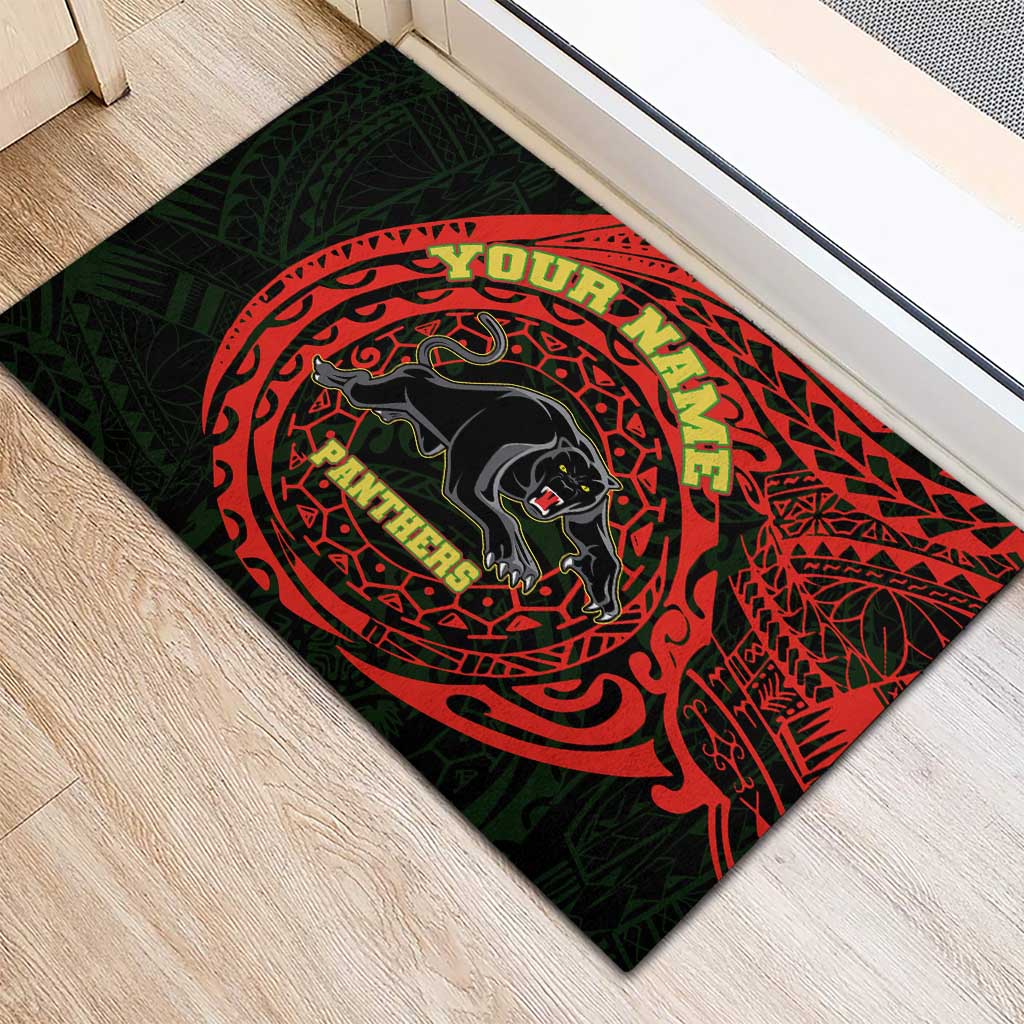 Personalized Penrith Panthers Rubber Doormat Polynesian Tribal Chest and Sleeve Tattoo